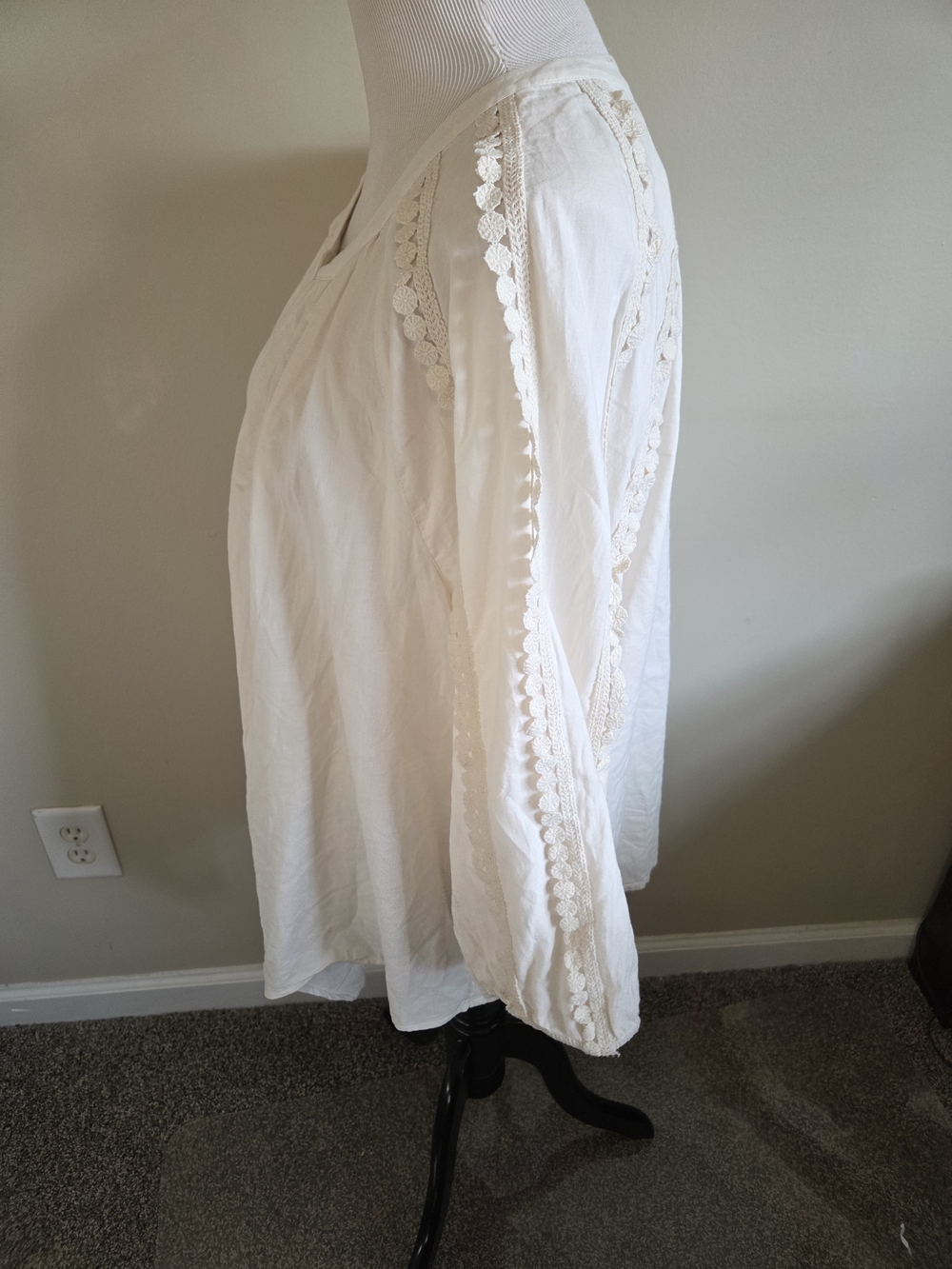 J. Jill Cream Button-Front Peasant Blouse - Picture 12 of 13